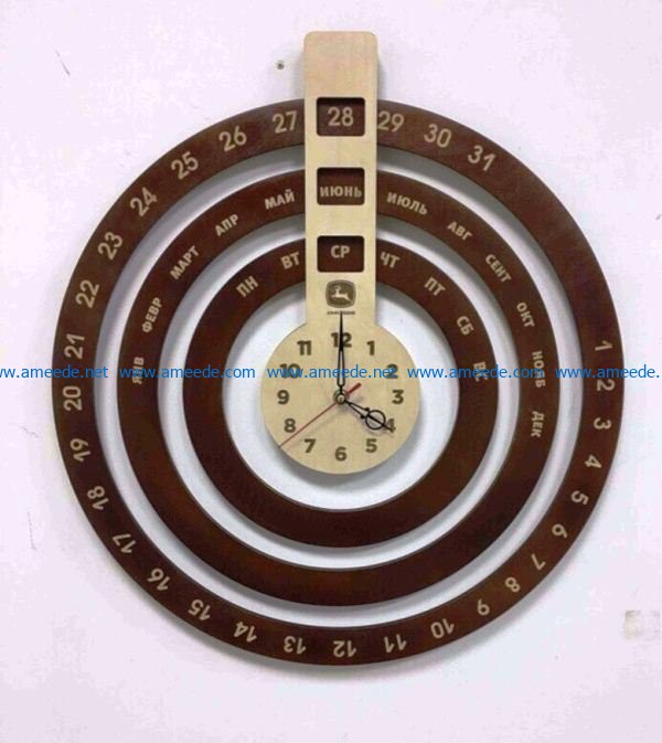 Calendar clock file cdr and dxf free vector download for Laser cut