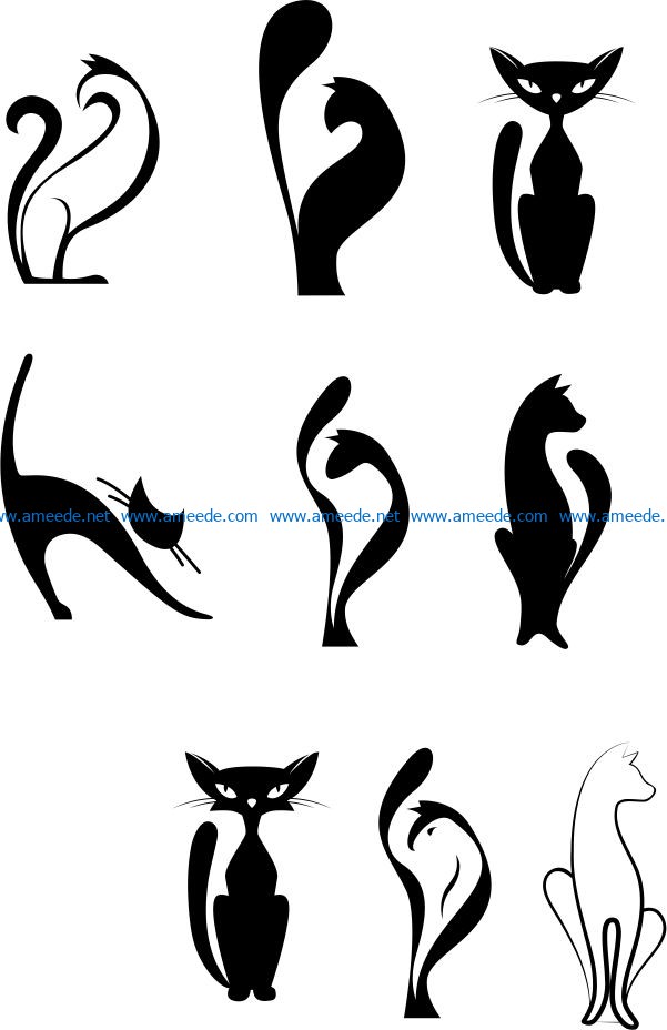 Cat drawing art file cdr and dxf free vector download for print or laser engraving machinesCat drawing art file cdr and dxf free vector download for print or laser engraving machines