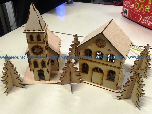 Cathedral of the christmas season file cdr and dxf free vector download for Laser cut