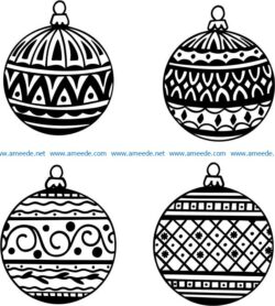 Christmas balls file cdr and dxf free vector download for print or laser engraving machines