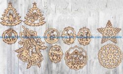 Christmas decoration toys  file cdr and dxf free vector download for Laser cut