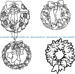 Christmas decoration wreath  file cdr and dxf free vector download for laser engraving machines
