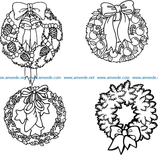 Christmas decoration wreath file cdr and dxf free vector download for laser engraving machines