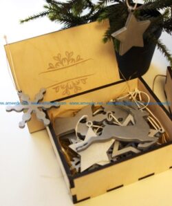 Christmas decorations box  file cdr and dxf free vector download for Laser cut