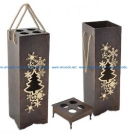 Christmas tree box for wine  file cdr and dxf free vector download for Laser cut