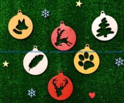 Christmas tree decoration pattern file cdr and dxf free vector download for Laser cut