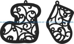 Christmas tree decoration socks file cdr and dxf free vector download for Laser cut