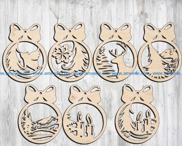 Christmas tree decoration toys file cdr and dxf free vector download for Laser cut