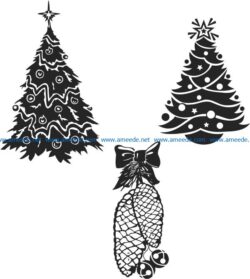 Christmas tree file cdr and dxf free vector download for print or laser engraving machines