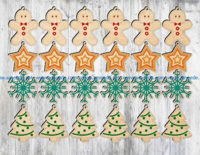 Christmas tree hanging toysfile cdr and dxf free vector download for Laser cut