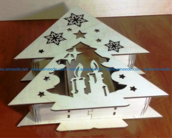 Christmas tree shaped box file cdr and dxf free vector download for Laser cut