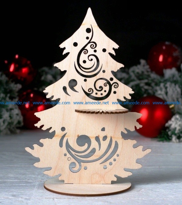Christmas tree-shaped napkin holder file cdr and dxf free vector download for Laser cut