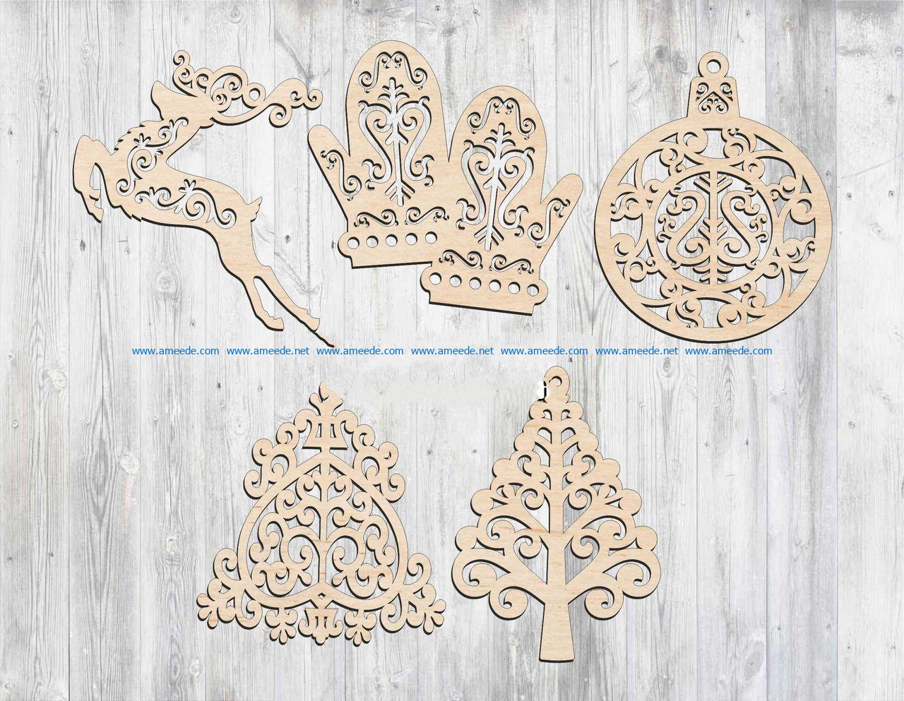 Christmas tree toys file cdr and dxf free vector download for Laser cut