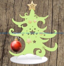Christmas tree with balls file cdr and dxf free vector download for Laser cut