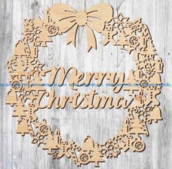 Christmas wreath file cdr and dxf free vector download for Laser cut