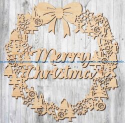 Christmas wreath file cdr and dxf free vector download for Laser cut