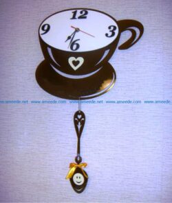 Clock shaped coffee cup file cdr and dxf free vector download for Laser cut