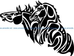 Couple horse file cdr and dxf free vector download for print or laser engraving machines