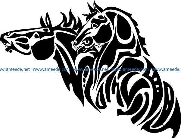 Couple horse file cdr and dxf free vector download for print or laser engraving machines