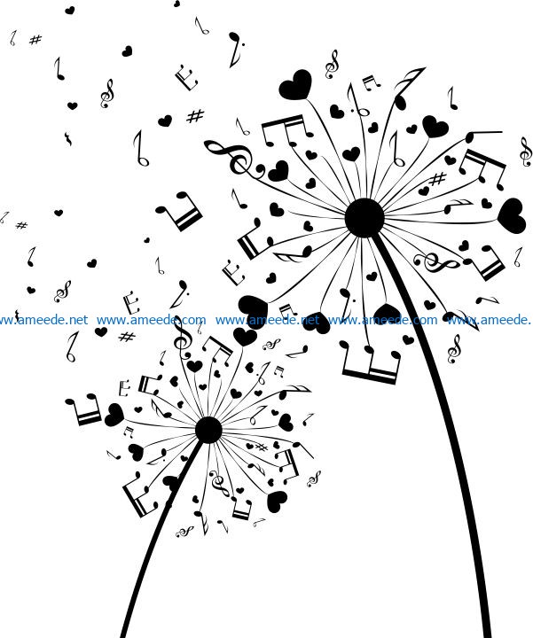 Dandelion music file cdr and dxf free vector download for print or laser engraving machines