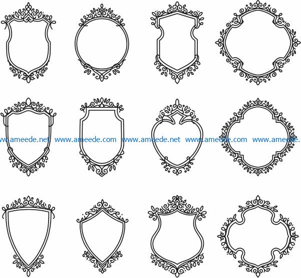 Decorative frame set file cdr and dxf free vector download for Laser cut CNC
