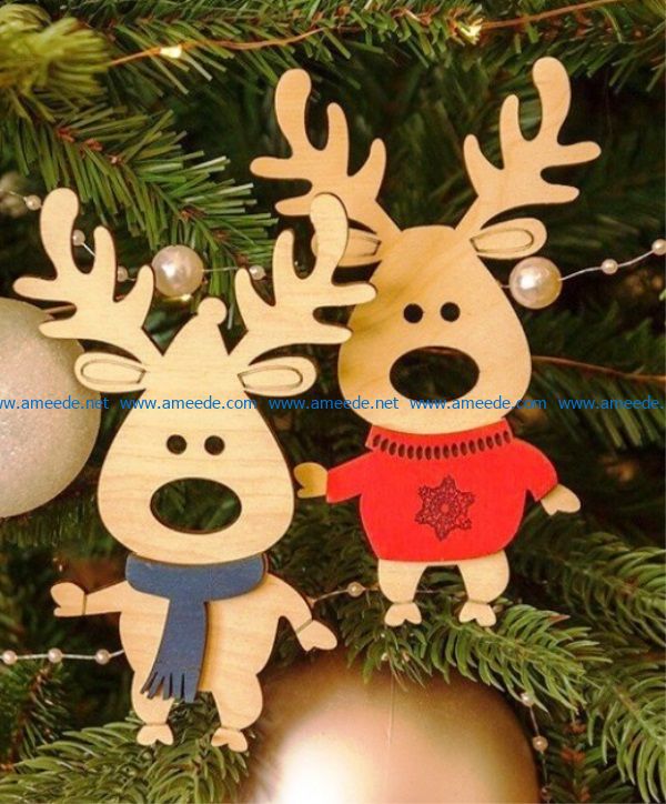 Deer christmas decoration file cdr and dxf free vector download for Laser cut