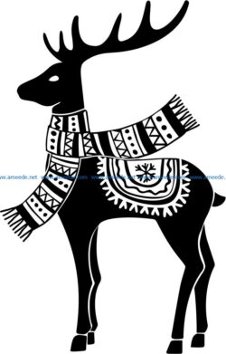 Deer with christmas file cdr and dxf free vector download for print or laser engraving machines