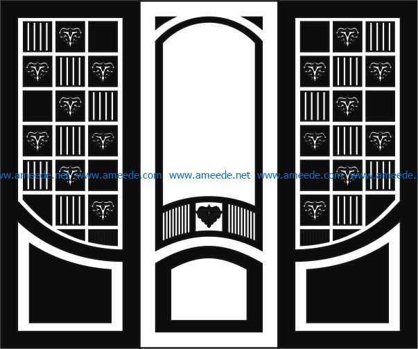 Design pattern door E0006195 file cdr and dxf free vector download for Laser cut CNC