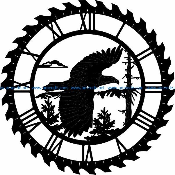 Eagle wall clock file cdr and dxf free vector download for Laser cut CNC