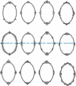 Elliptical decorative frame file cdr and dxf free vector download for Laser cut CNC