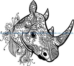 Floral Rhino file cdr and dxf free vector download for laser engraving machines