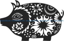 Floral pig file cdr and dxf free vector download for laser engraving machines