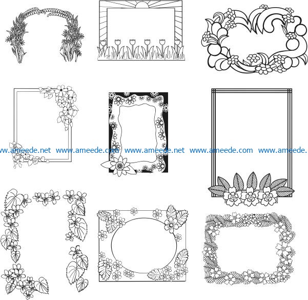 Frames for engraving file cdr and dxf free vector download for laser engraving machines