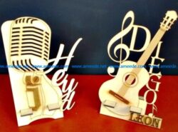 Guitar and microphone file cdr and dxf free vector download for Laser cut