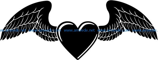 Heart of love with wings file cdr and dxf free vector download for print or laser engraving machines