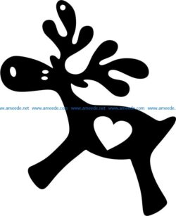 Heart reindeer motifs file cdr and dxf free vector download for Laser cut Plasma file Decal