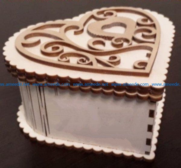 Heart wooden box file cdr and dxf free vector download for Laser cut CNC