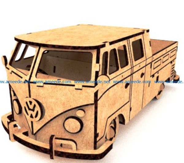 Hippy Pickup Bus file cdr and dxf free vector download for Laser cut