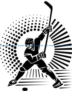 Hockey player file cdr and dxf free vector download for print or laser engraving machines