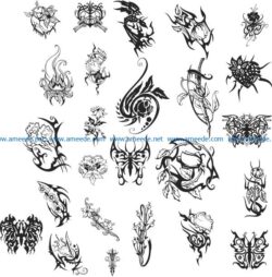 Horror flower tattoo file cdr and dxf free vector download for print or laser engraving machines