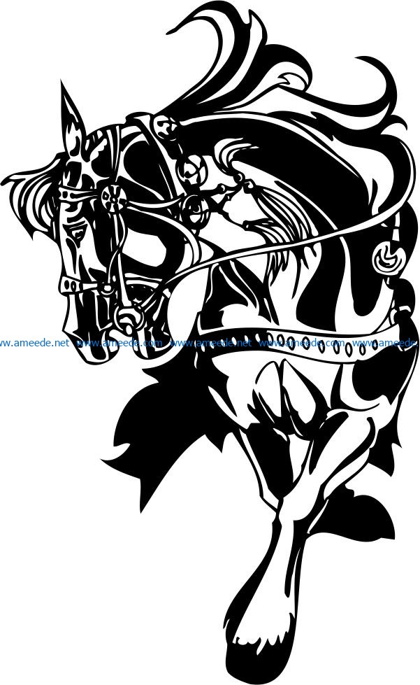Horse file cdr and dxf free vector download for print or laser engraving machines