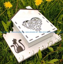 House-shaped gift box file cdr and dxf free vector download for Laser cut