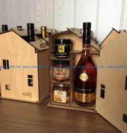 House shaped wine box file cdr and dxf free vector download for Laser cut