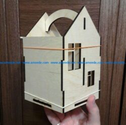 House shaped wooden box  file cdr and dxf free vector download for Laser cut CNC