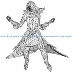 3D illusion led lamp Lina heroine file cdr and dxf free vector download for laser engraving machines