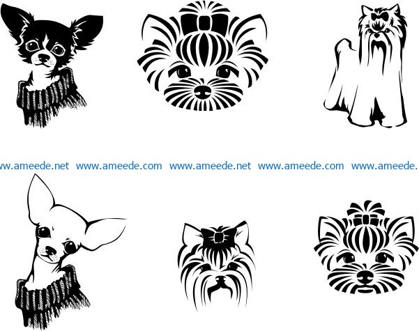 Lovely dogs file cdr and dxf free vector download for print or laser engraving machines