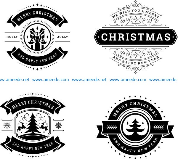 Merry Christmas banner file cdr and dxf free vector download for print or laser engraving machines