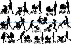 Mother and baby file cdr and dxf free vector download for Laser cut Plasma file Decal