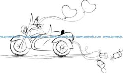 Motorbike wedding file cdr and dxf free vector download for print or laser engraving machines