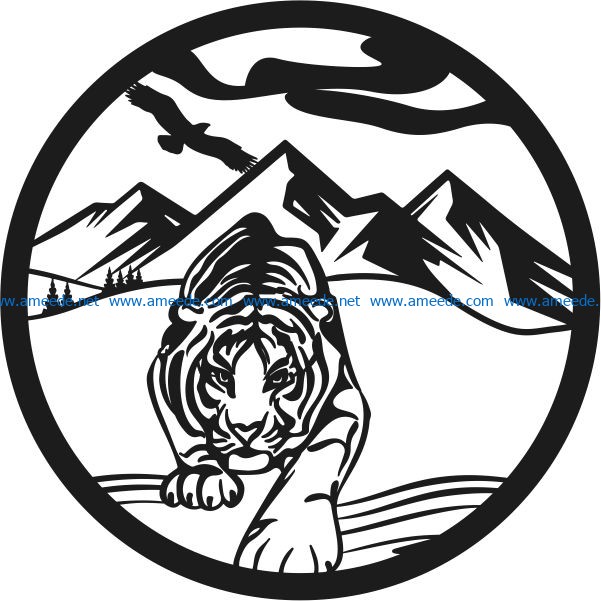 Mountain tiger file cdr and dxf free vector download for print or laser engraving machines